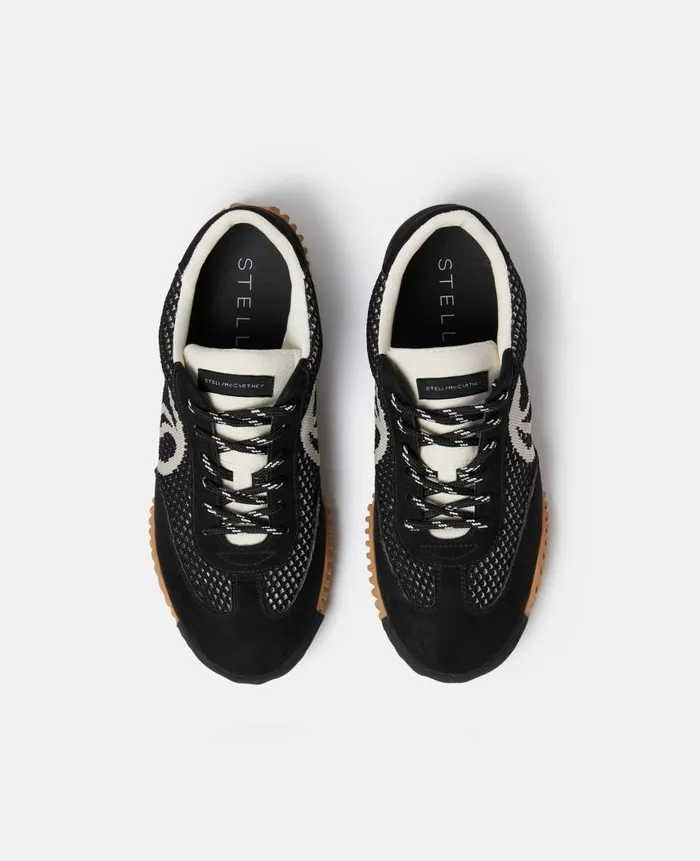Women Sneakers Stella McCartney SWave Sport Mesh Paneled Sneakers Midnight Black