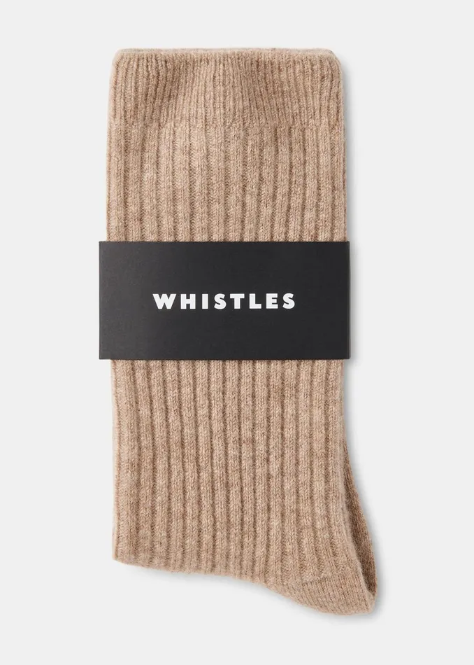 Women Socks and Tights Whistles Neutral Cashmere Ribbed Socks