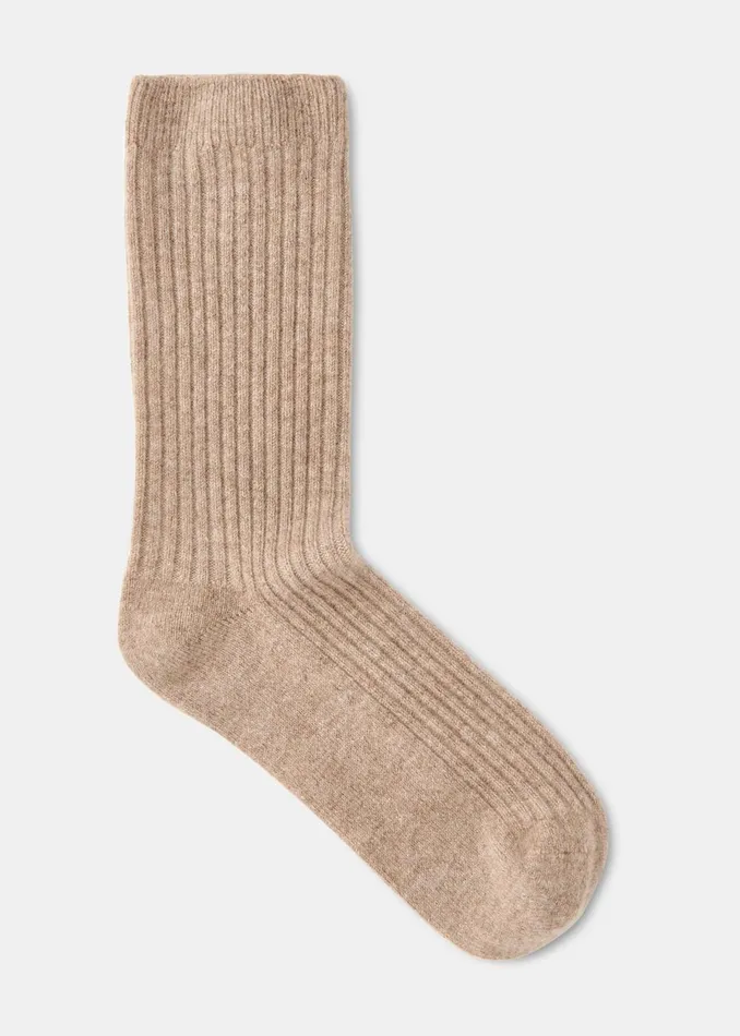 Women Socks and Tights Whistles Neutral Cashmere Ribbed Socks