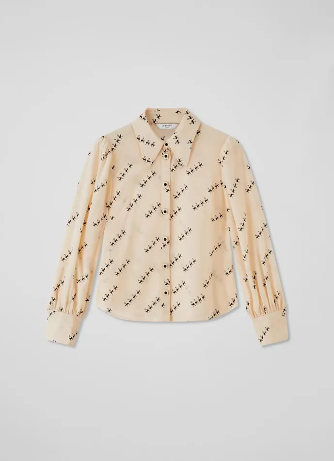 Women Sonya Monkey Print ViscoseSilk Blend Blouse Black LKBennett Tops Women Sonya Monkey Print ViscoseSilk Blend Blouse Black LKBennett Tops