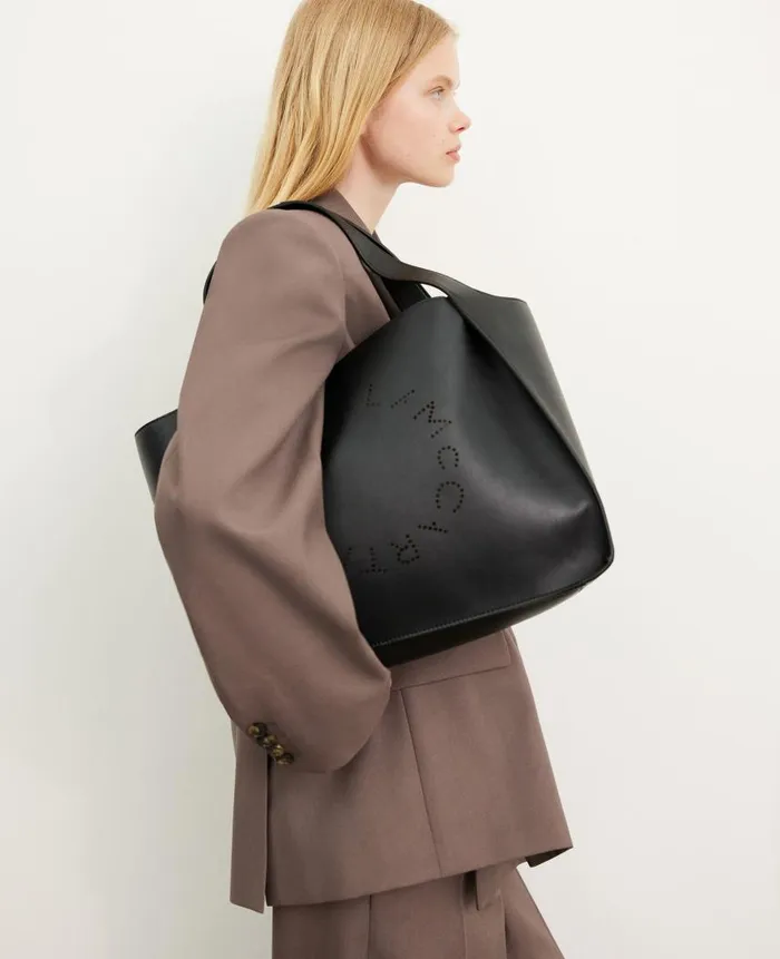 Women Stella Icons Stella McCartney Logo Crossbody Tote Bag Black