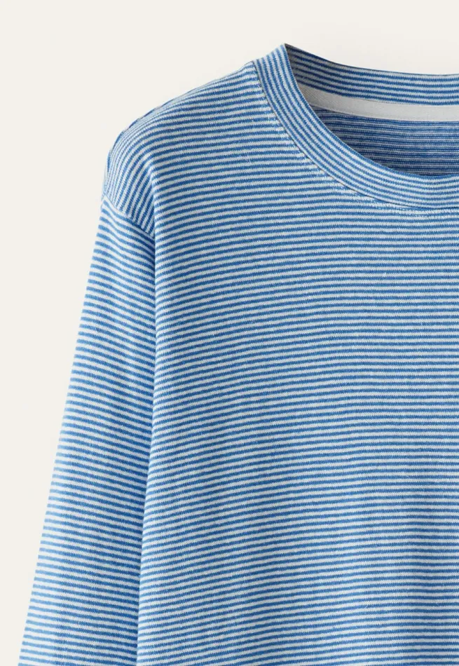 Women Striped Jersey Top Soft Indigo Poetry Fashion TShirt and Tops