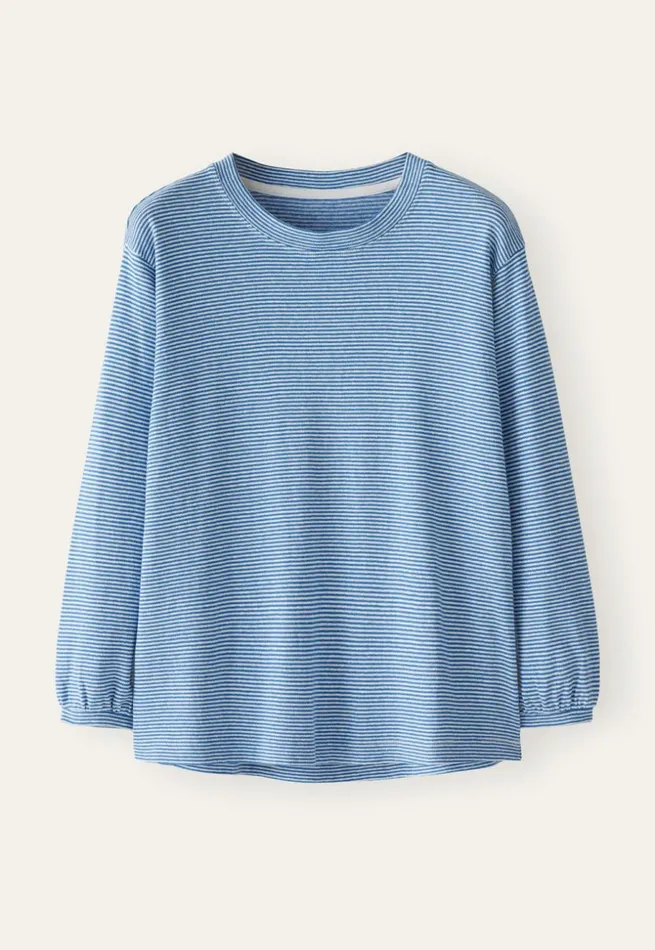 Women Striped Jersey Top Soft Indigo Poetry Fashion TShirt and Tops
