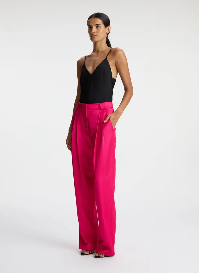 Women Suits ALC Fynn Structured Satin Pant Disco Pink