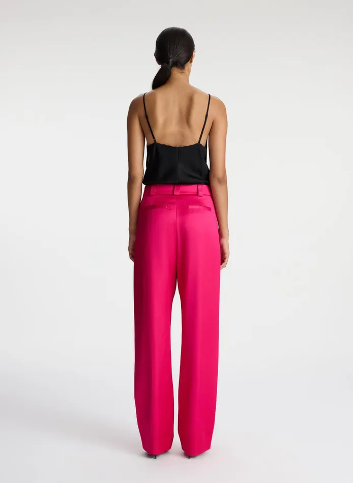 Women Suits ALC Fynn Structured Satin Pant Disco Pink