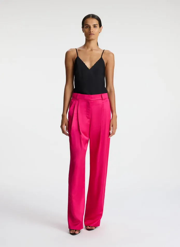 Women Suits ALC Fynn Structured Satin Pant Disco Pink