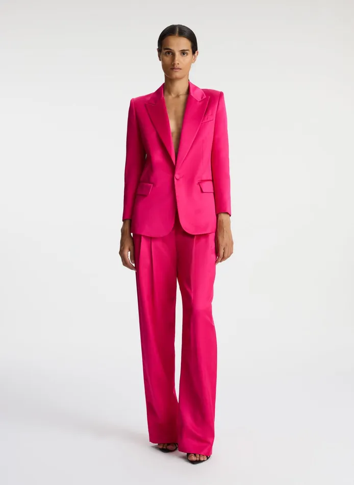 Women Suits ALC Fynn Structured Satin Pant Disco Pink