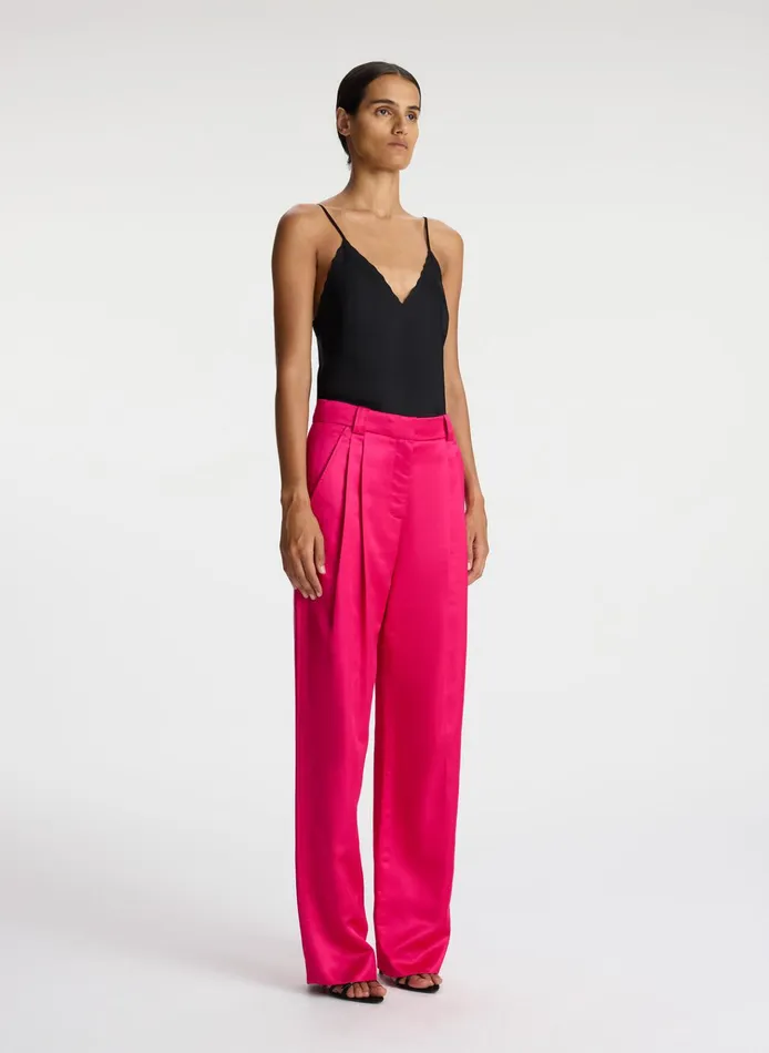 Women Suits ALC Fynn Structured Satin Pant Disco Pink
