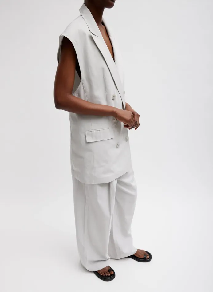 Women Suits Tibi Drapey Suiting Marit Pull On Pant Stone