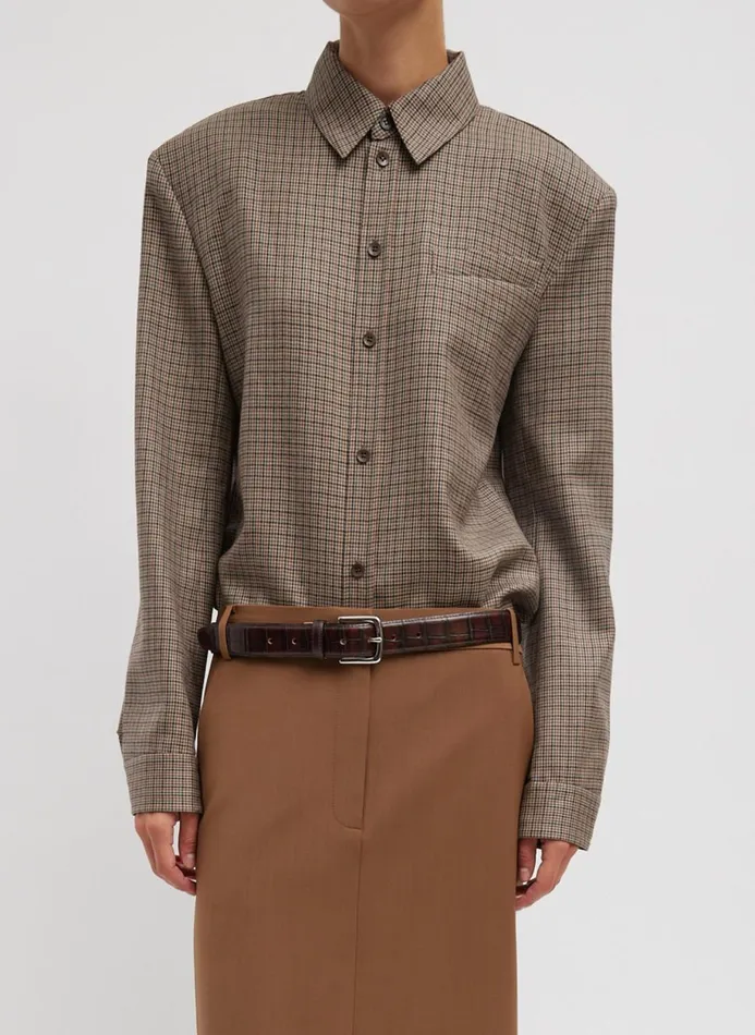 Women Suits Tibi Thomas Menswear Check Detached Shirt Tan Multi