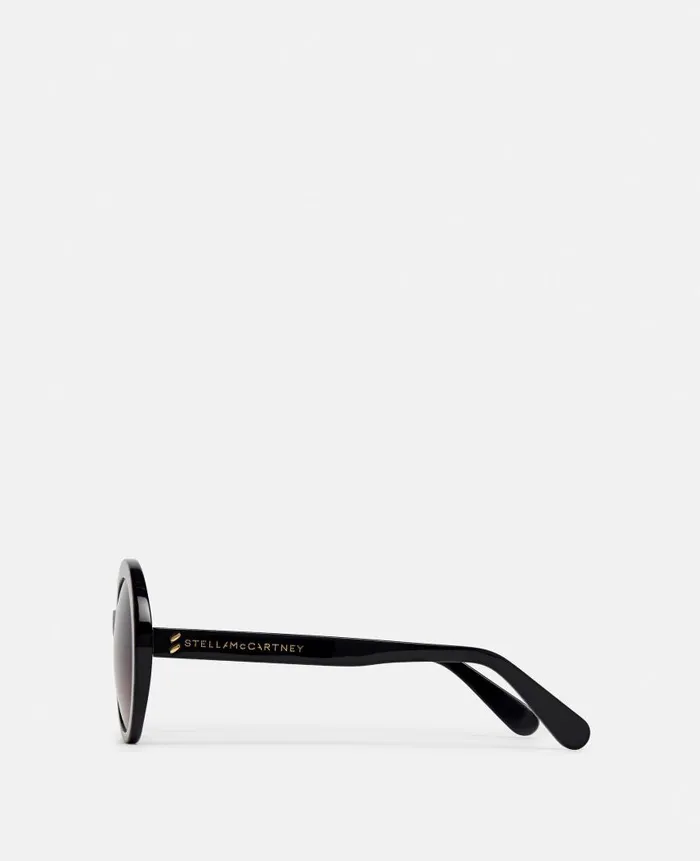 Women Sunglasses Stella McCartney Falabella Pin Round Sunglasses Shiny Black