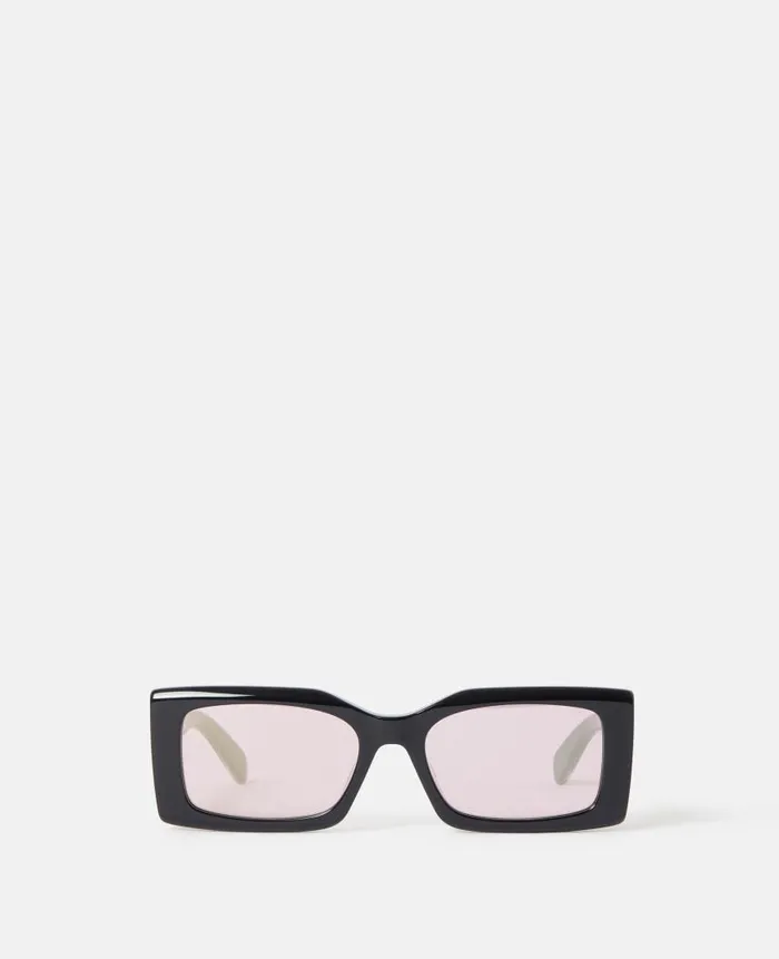 Women Sunglasses Stella McCartney LogoEngraved Rectangular Sunglasses Black