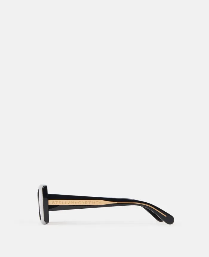 Women Sunglasses Stella McCartney LogoEngraved Rectangular Sunglasses Black