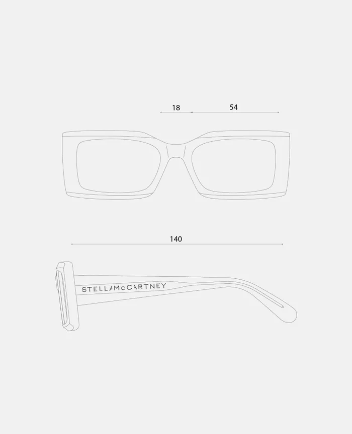 Women Sunglasses Stella McCartney LogoEngraved Rectangular Sunglasses Black