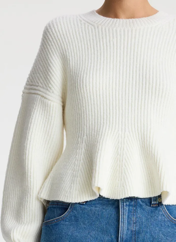 Women Sweaters ALC Eliza Peplum Wool Sweater Buttercream