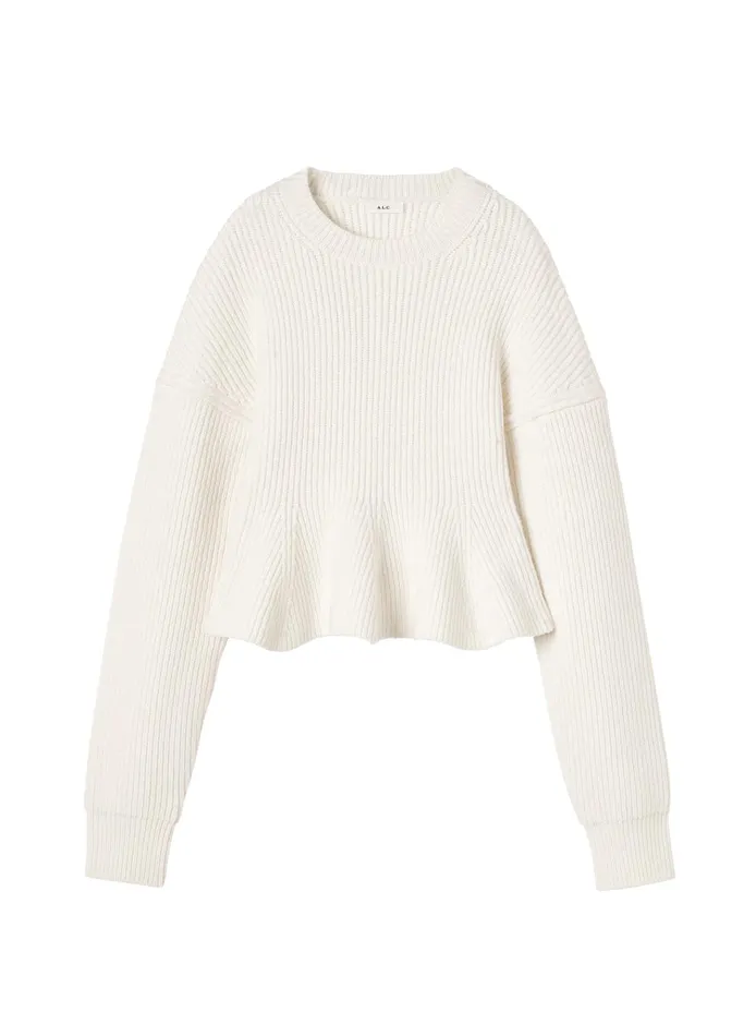 Women Sweaters ALC Eliza Peplum Wool Sweater Buttercream
