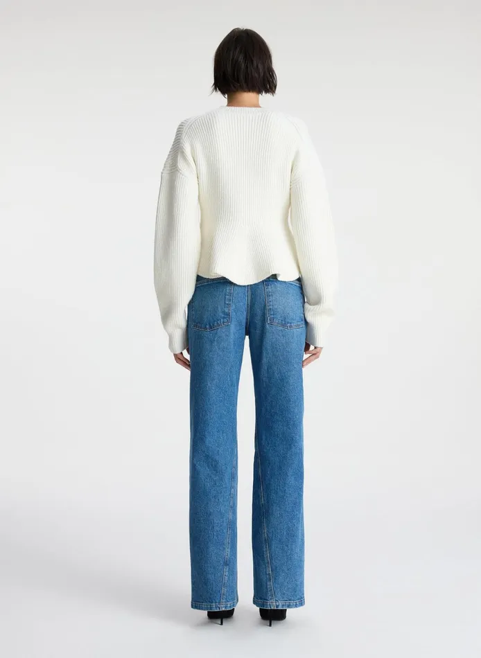 Women Sweaters ALC Eliza Peplum Wool Sweater Buttercream