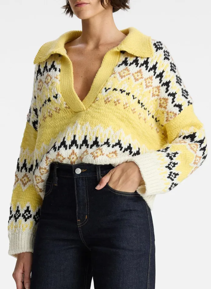 Women Sweaters ALC Landry Wool Fairisle Sweater Blonde Multi