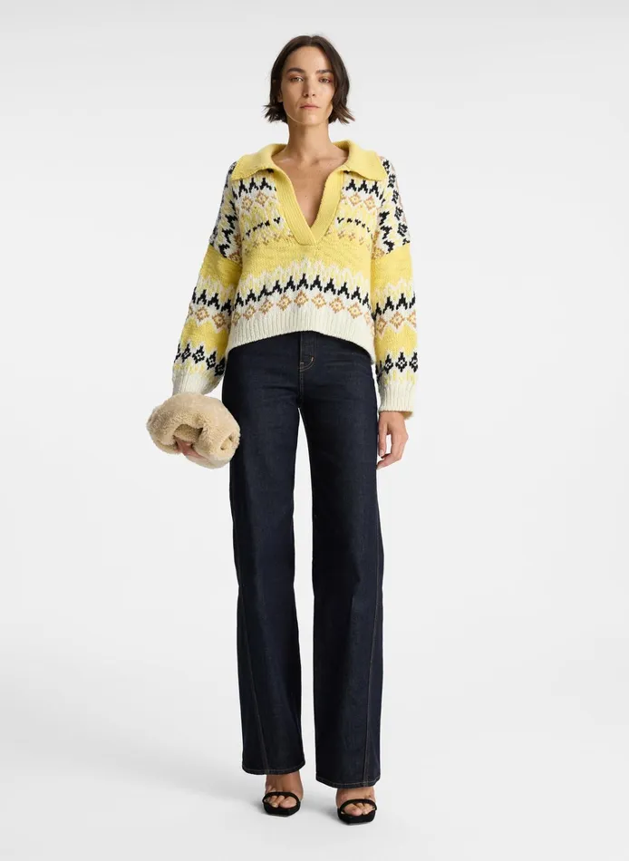 Women Sweaters ALC Landry Wool Fairisle Sweater Blonde Multi