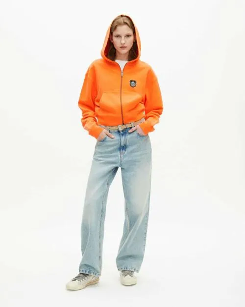 Women Sweatshirts The Kooples Orange Hooded Sweatshirt Orange