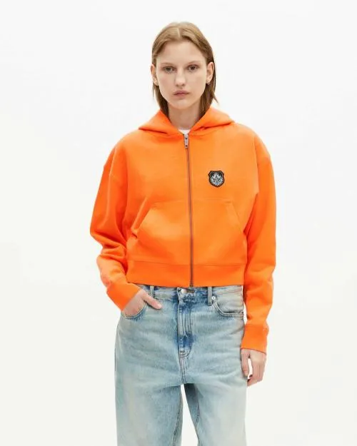 Women Sweatshirts The Kooples Orange Hooded Sweatshirt Orange