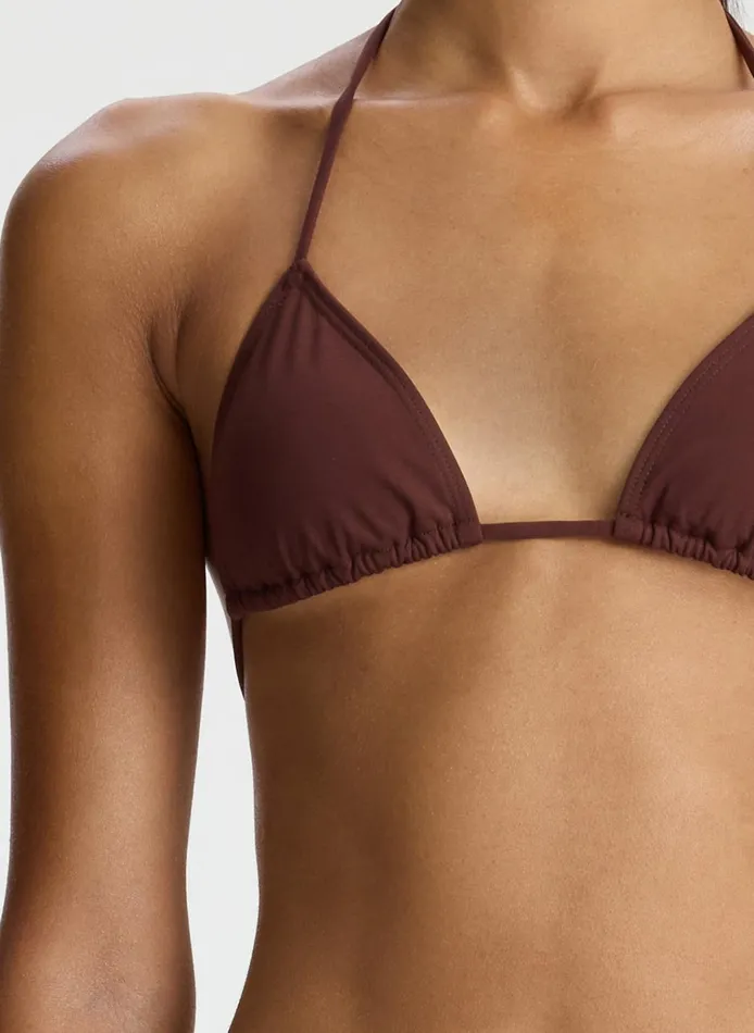 Women Swim ALC Devin Triangle Bikini Top Carob