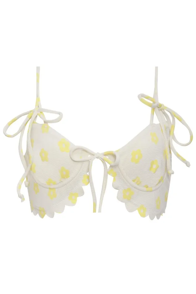 Women Swim For Love and Lemons Dana Swim Top Yellow
