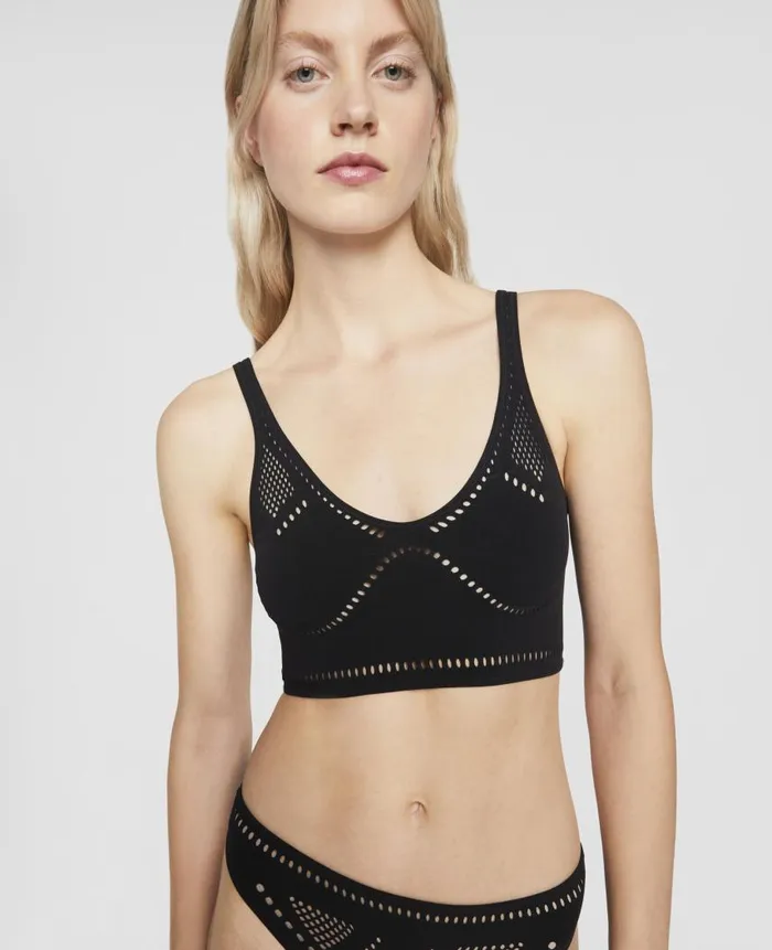 Women Swimwear Stella McCartney Stellawear Crop Top Bra Black