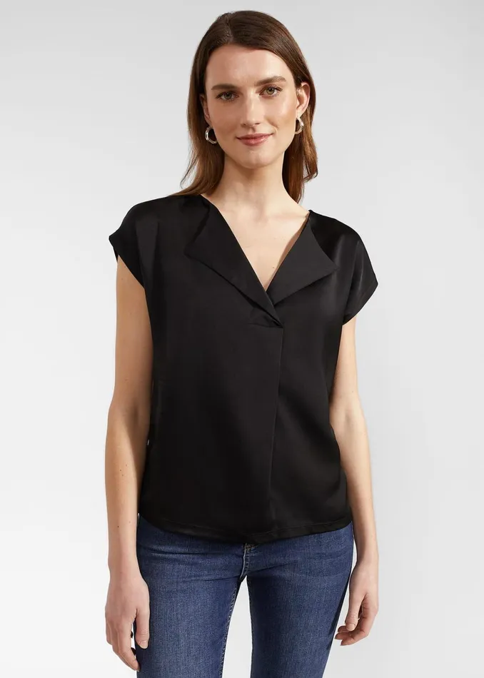 Women Sylvie Satin Front Top Hobbs Black Hobbs Tops