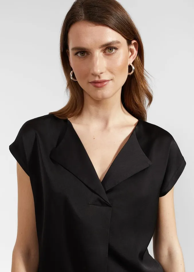 Women Sylvie Satin Front Top Hobbs Black Hobbs Tops