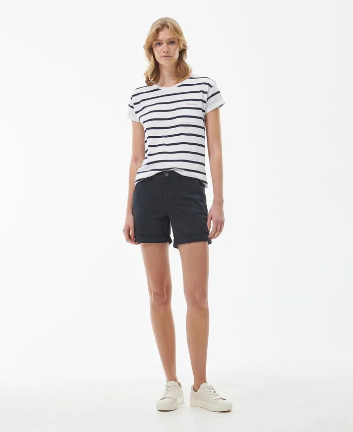 Women TShirts Barbour Otterburn Stripe TShirt Whiteclassic Navy