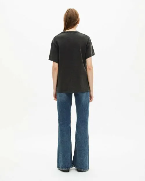 Women Tshirts The Kooples Faded Black Screen Print TShirt Black Washed