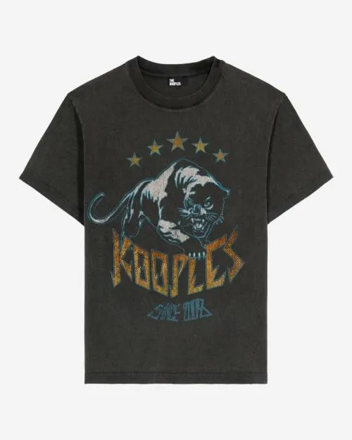Women Tshirts The Kooples Faded Black Screen Print TShirt Black Washed