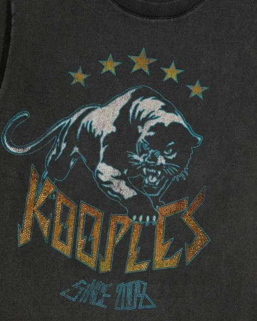 Women Tshirts The Kooples Faded Black Screen Print TShirt Black Washed