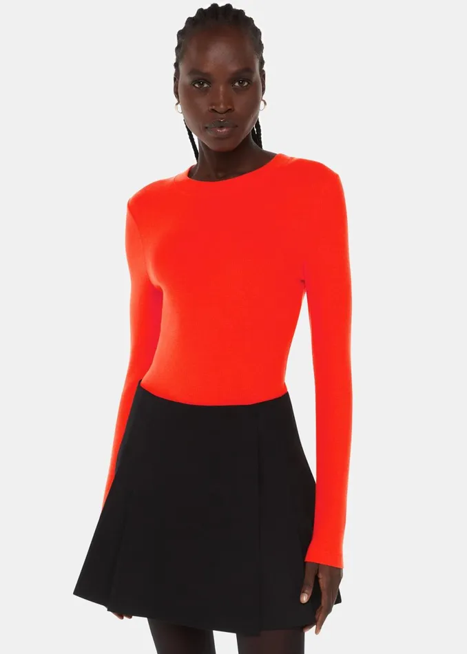 Women TShirts Whistles Red Essential Ribbed Crew