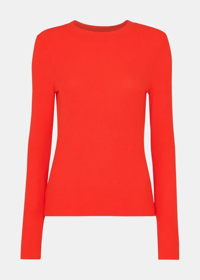 Women TShirts Whistles Red Essential Ribbed Crew