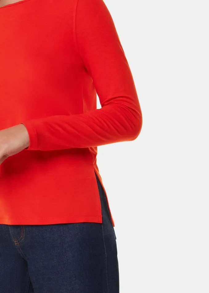 Women TShirts Whistles Red Slim Straight Neck Jersey Top