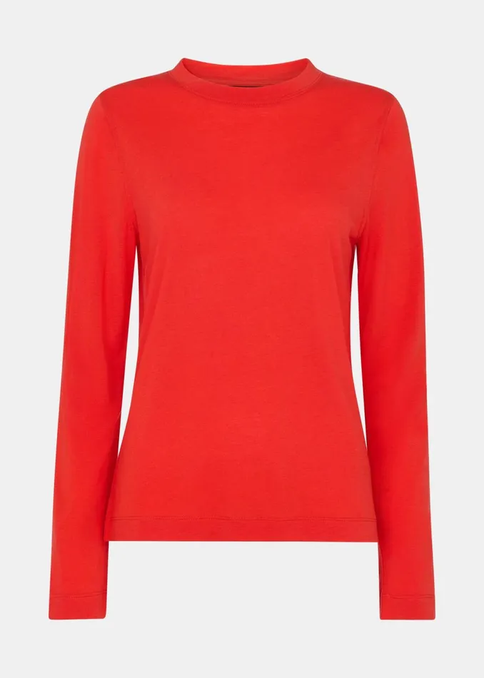 Women TShirts Whistles Red Wool Blend Crew Neck Top