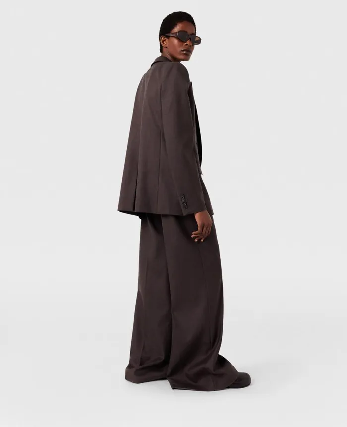 Women Tailoring Stella McCartney HighRise WideLeg Wool Pants Dark Chocolate Brown