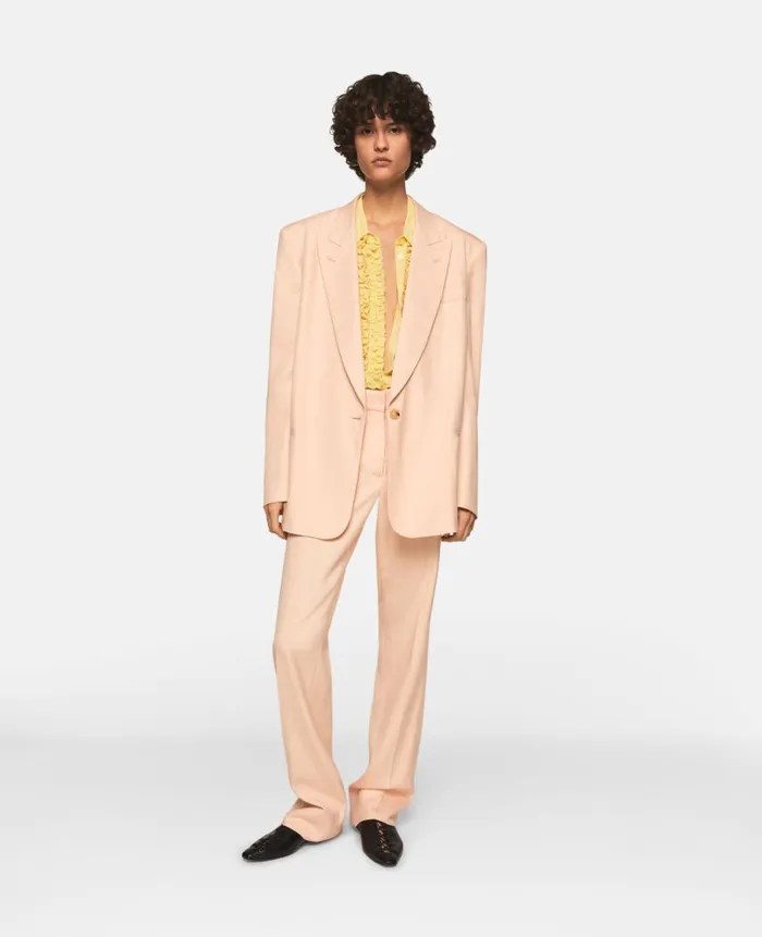 Women Tailoring Stella McCartney MidRise StraightLeg Trousers Peach Powder