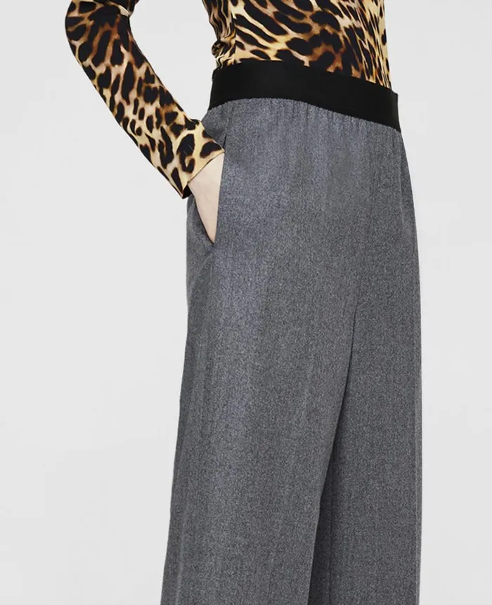 Women Tailoring Stella McCartney Tailored Wool Flannel Trousers Heather Grey