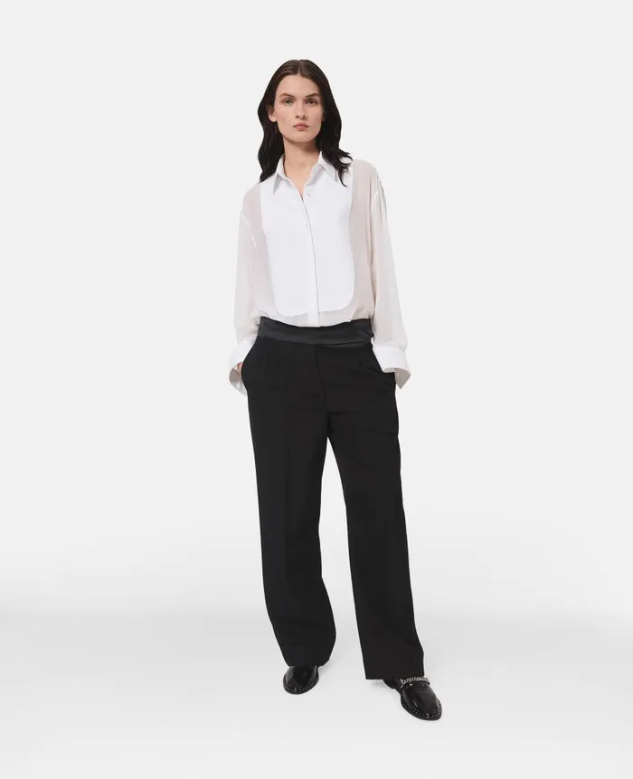 Women Tailoring Stella McCartney Wide Leg Tuxedo Trousers Black Women Tailoring Stella McCartney Wide Leg Tuxedo Trousers Black