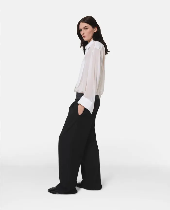 Women Tailoring Stella McCartney Wide Leg Tuxedo Trousers Black Women Tailoring Stella McCartney Wide Leg Tuxedo Trousers Black