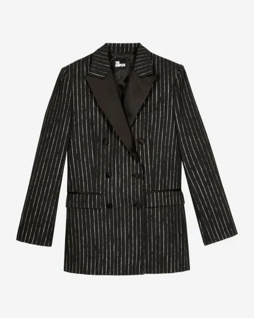 Women Tailoring The Kooples Black Striped Suit Jacket Black