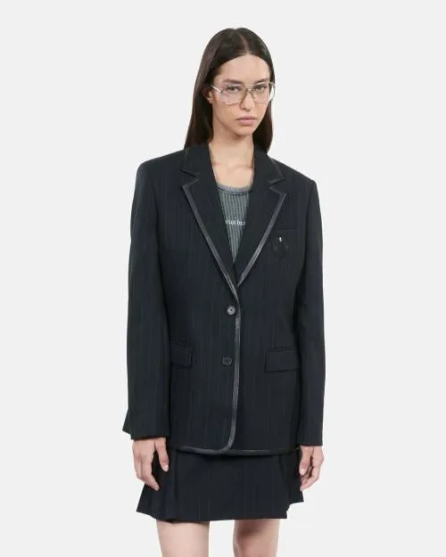 Women Tailoring The Kooples Black Striped WoolBlend Jacket Black