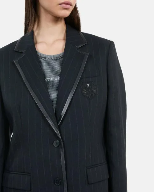 Women Tailoring The Kooples Black Striped WoolBlend Jacket Black