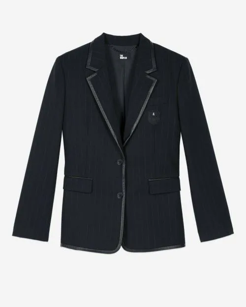 Women Tailoring The Kooples Black Striped WoolBlend Jacket Black