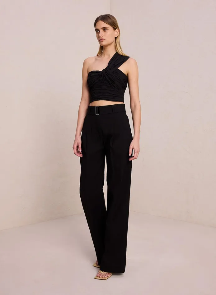 Women Tees and Tanks ALC Apollo Linen Top Black