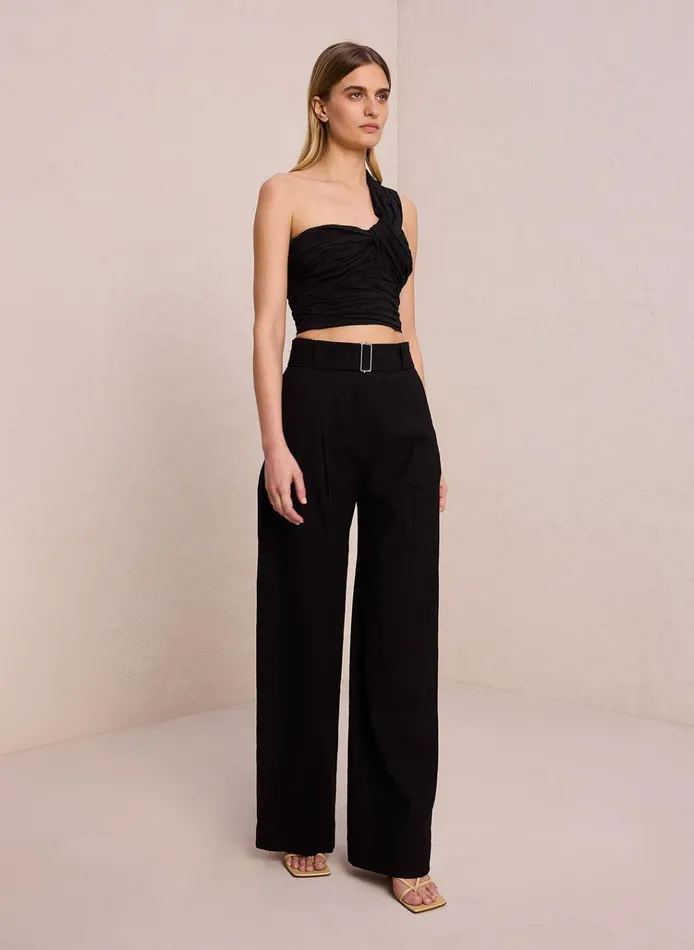 Women Tees and Tanks ALC Apollo Linen Top Black
