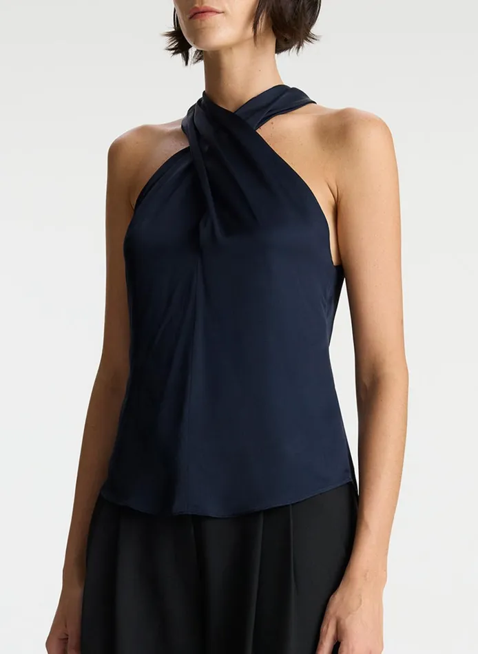 Women Tees and Tanks ALC Miranda Satin Top Dark Sapphire